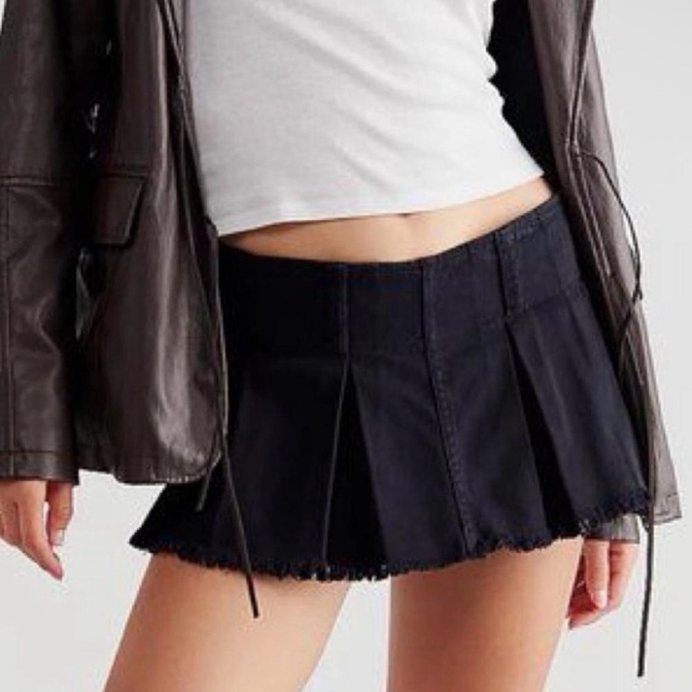 Pleated Denim Micro Mini Skort | Free People